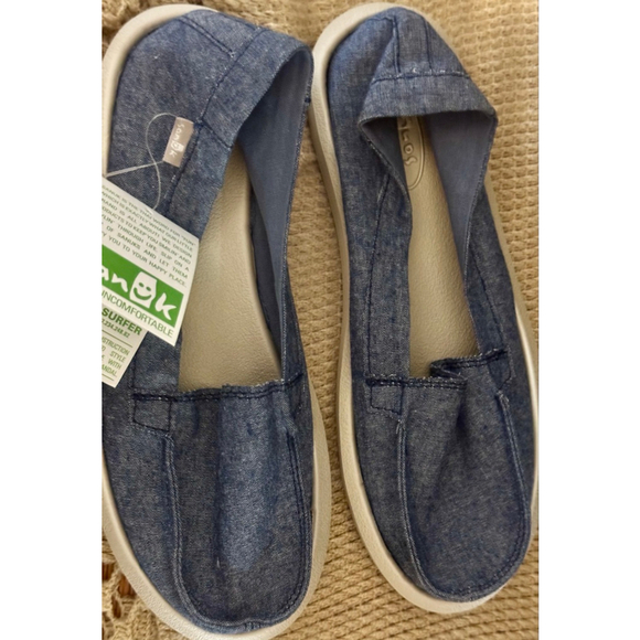 Shorty TX Women's Sanuk Slate Blue Chambray In Color Brand New in Bag Size 6 - Picture 5 of 9